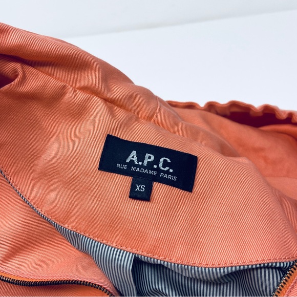 A.P.C. Cotton Linen Hooded Jacket in Papaya Coral - Picture 3 of 7